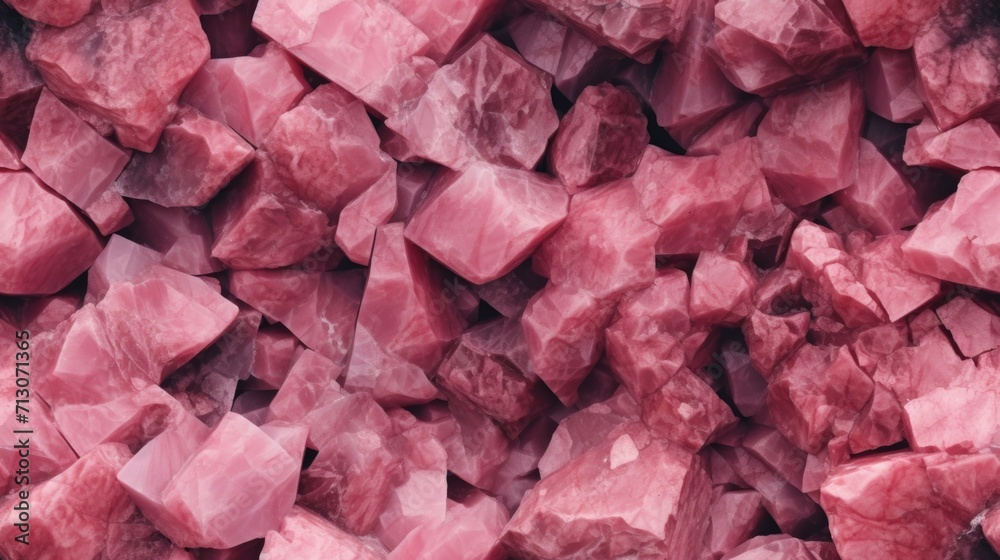 Rhodonite stone seamless pattern. Repeated background of construction material.