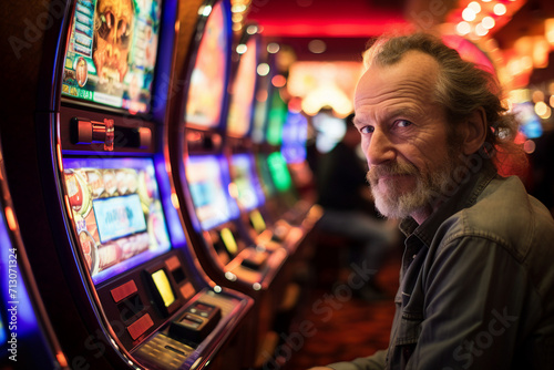 Slot machine 777 casino club poker night las vegas gaming concept Generative AI illustration