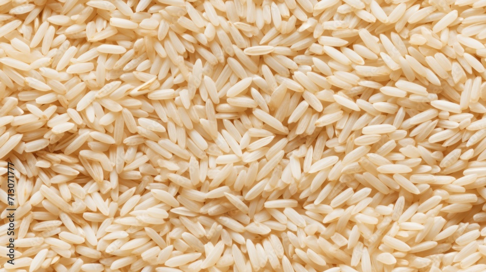 Unpolished rice seamless pattern. Repeated background of cereal food texture
