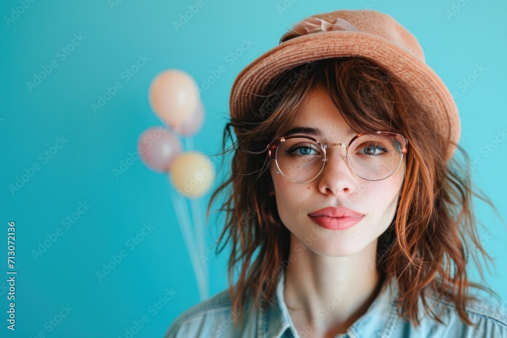 Woman with glasses looks forward to her birthday