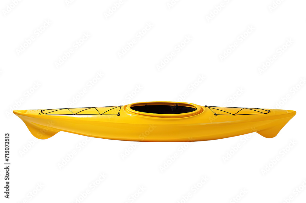 Yellow kayak isolated on PNG Background. Generative Ai.
