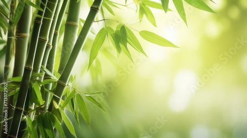 Bamboo forest background  green leaves with space for text.