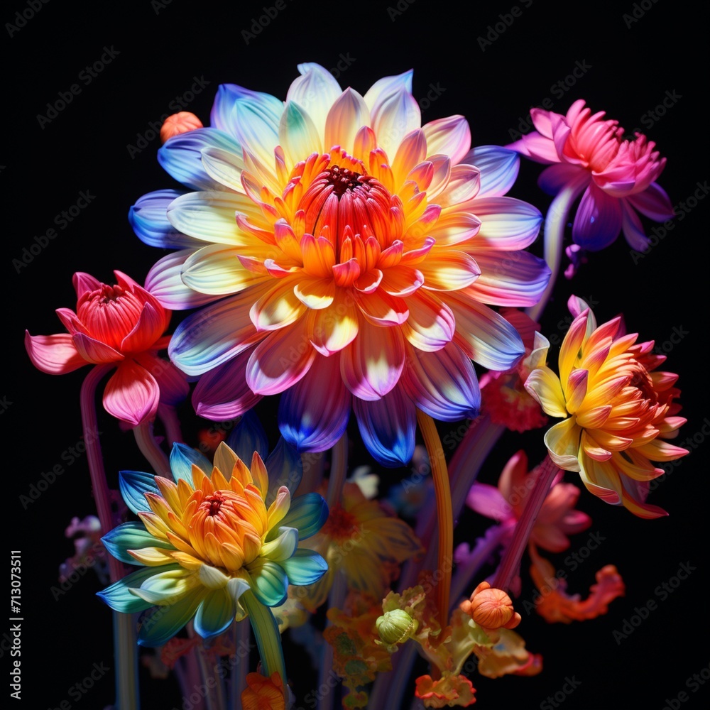 Fototapeta premium Everlasting Flower neon Color AI Generated pictures