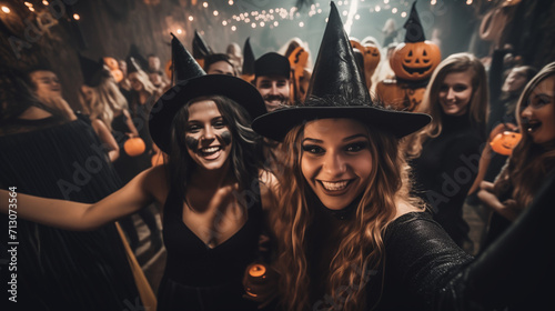 Group of Friends at Halloween Party 