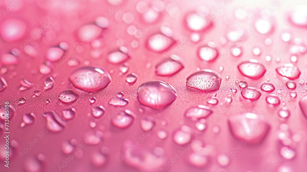Postcard with water drops on pink background
