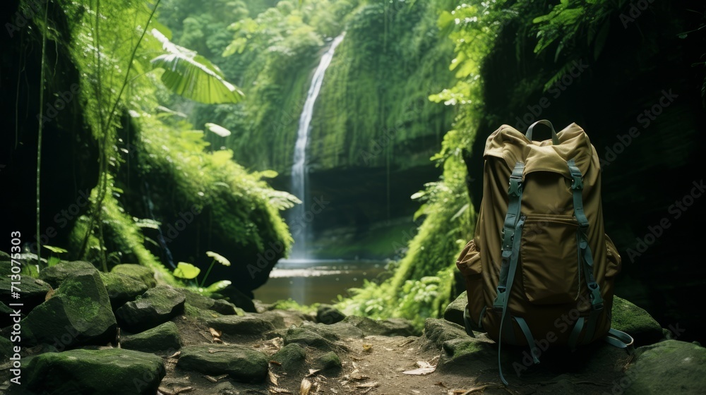 Backpack on Path to Waterfall