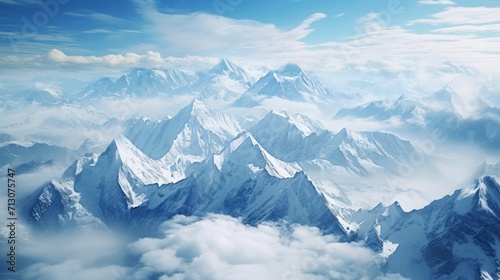 "Overhead View of Majestic Peaks in the Karakoram Range"