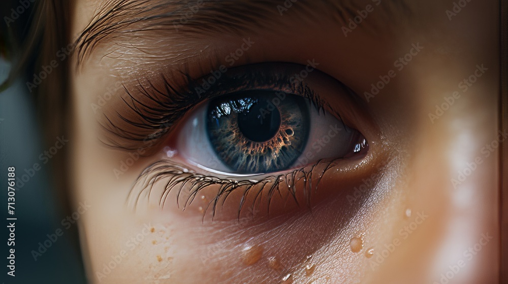 Emotional Portrait of a Tear-Streaked Child in a Children's Home Emotional Portrait of a Tear-Streaked Child in a Children's Home