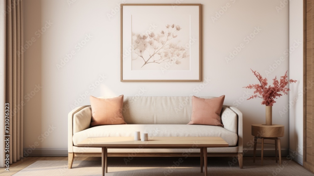 Frame Mockup with Captivating Art Print in Modern Classic Living Room Frame Mockup with Captivating Art Print in Modern Classic Living Room