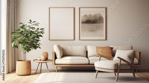 Frame Mockup with Captivating Art Print in Modern Classic Living Room © Andreas