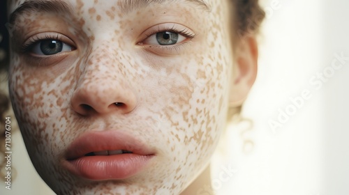 "Celebrating the Unique Patterns of Vitiligo: Close-up Portrait of a Woman" © Andreas
