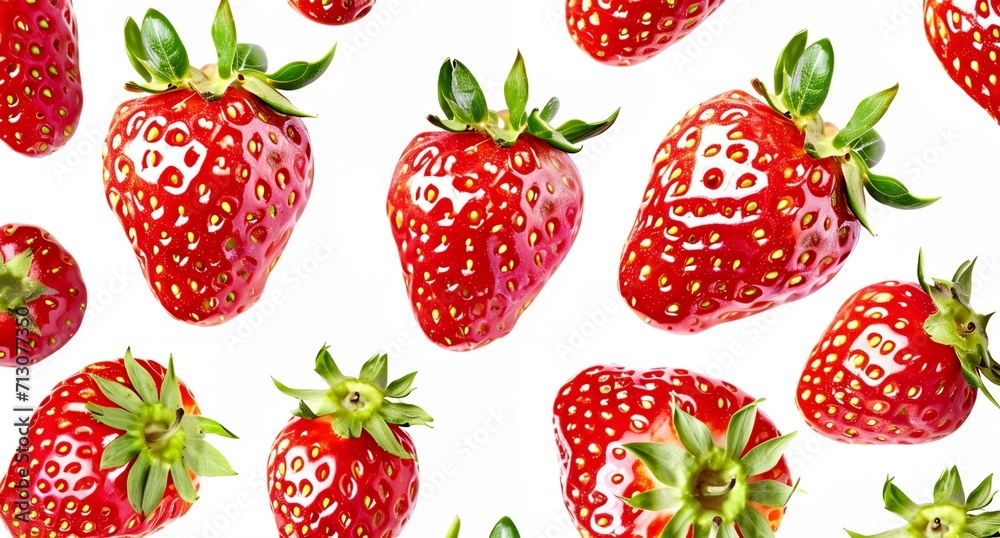 a pattern of strawberries on a white background