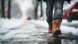 Winter Hazards - Slippery Sidewalk and Coffee Mishap