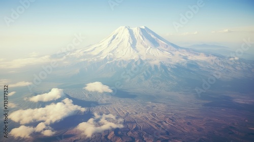 Aerial View of Majestic Volcano - Mount Rainier