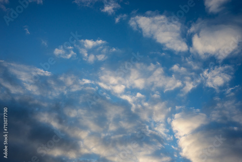 view of beautiful cloudy blue sky on sunset