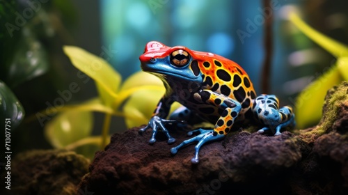 Vibrantly Colored Poisonous Frog in Rainforest photo
