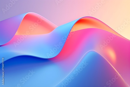 Abstract layered gradient wavy background. 3D rendered pastel colored background.