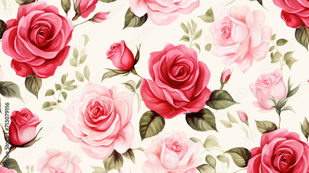 Graceful Watercolor Seamless Rose Patterns