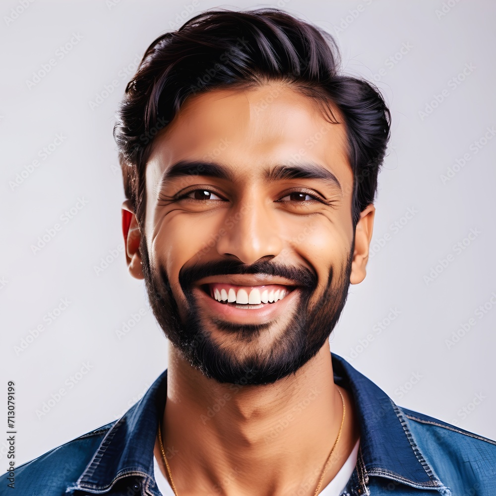 Photo Portrait of a Handsome Indian Man Smiling with Clean Teeth Photo Portrait of a Handsome Indian Man Smiling with Clean Teeth