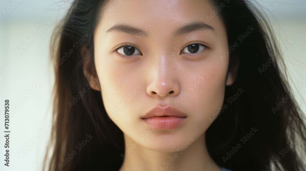 Intense Close-up of Korean Model with Determined Expression