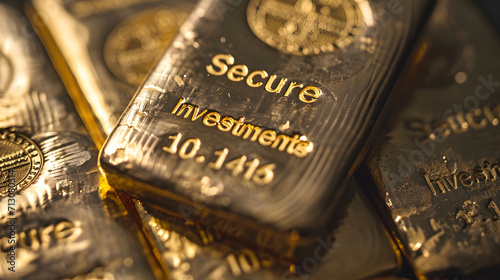"Sichere Investitionen" Konzept mit Goldbarren und Bitcoin 