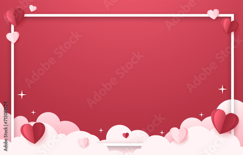 Valentine's day background with product display and Heart Shaped. Valentine's day frame. free space for text.