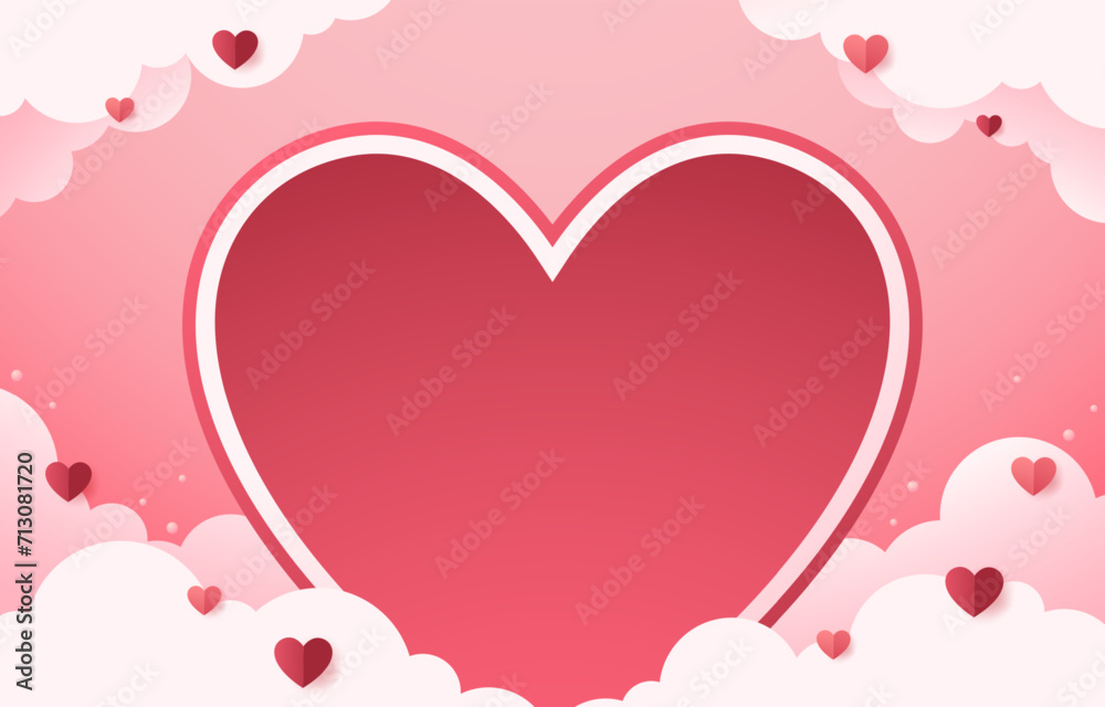 Valentine's day background with product display and Heart Shaped. Valentine's day frame. free space for text.