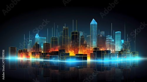 metropolis - cityscape, skyline, city, business, banking, architecture, corporate, building, commerce, presentation