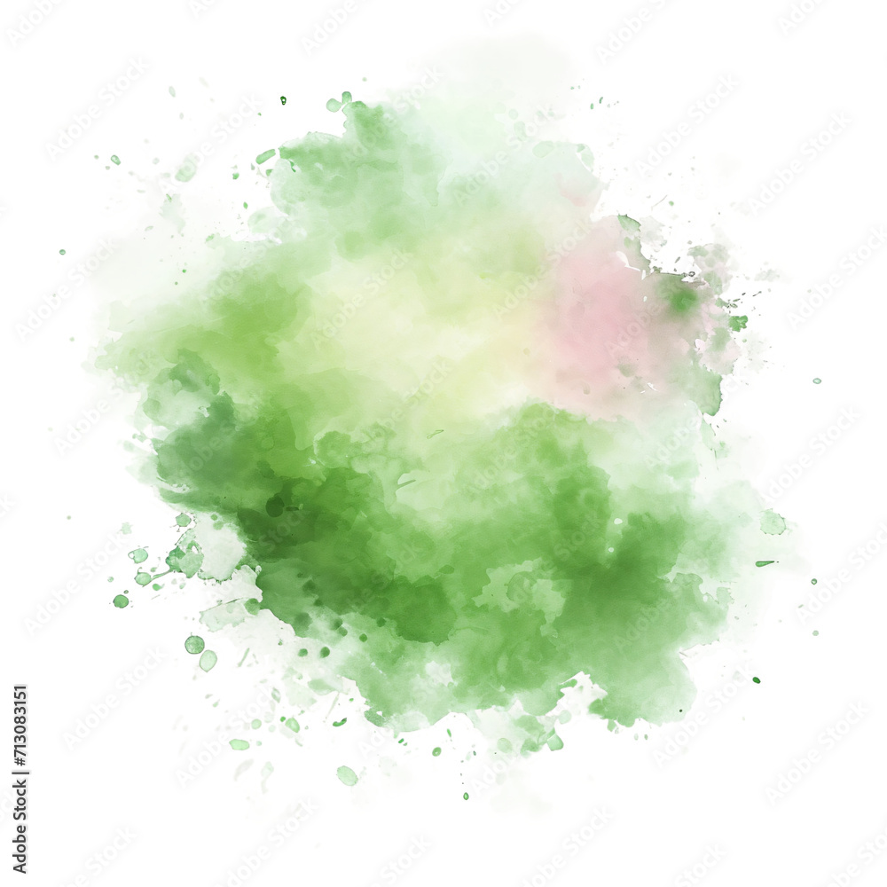 watercolor splashes forming a green and pink cloud shape on a transparent background for creative design projects