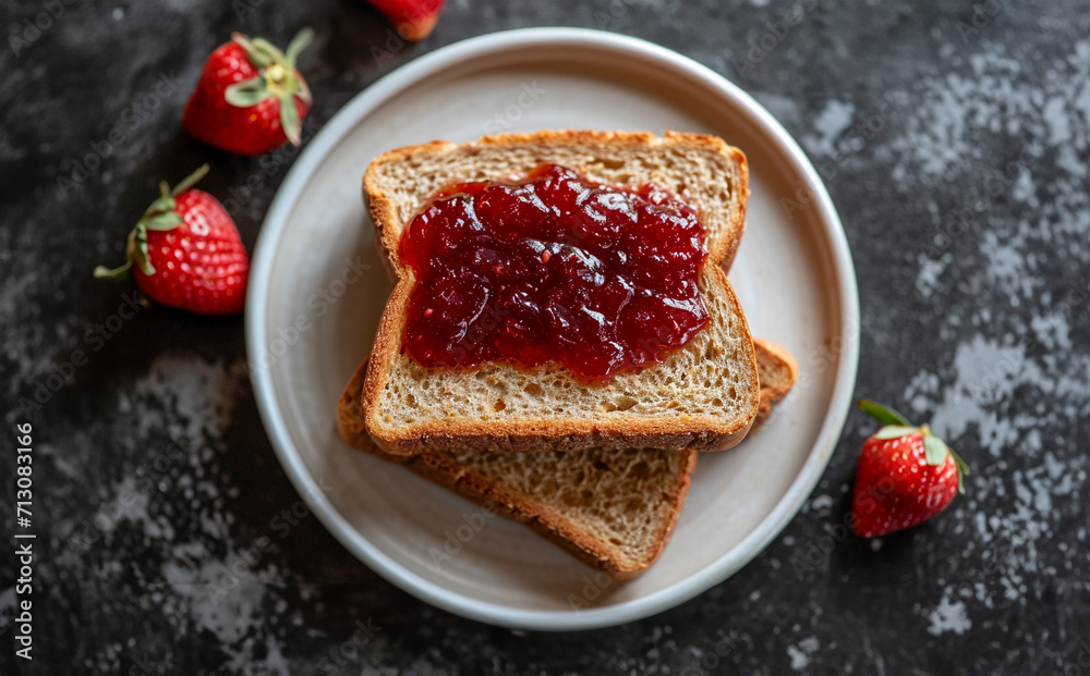Toast with strawberry jam and butter Toast with strawberry jam and butter