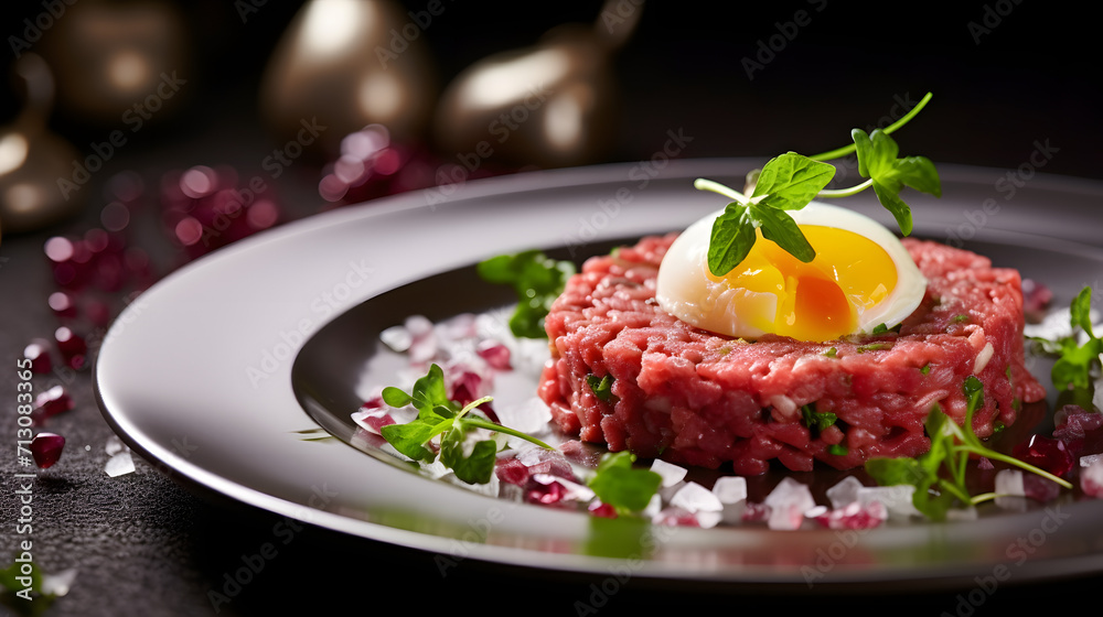 French tartare made with raw minced meat