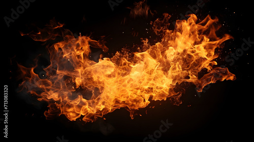 Slow motion of realistic fire blast on black background © Black