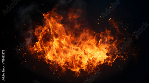 Slow motion of realistic fire blast on black background