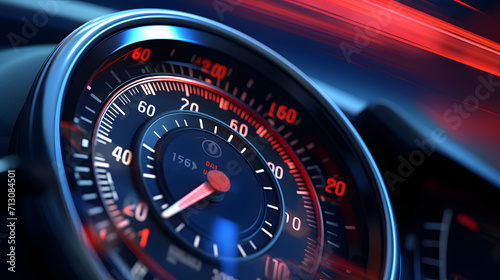 Sports car speedometer close up
