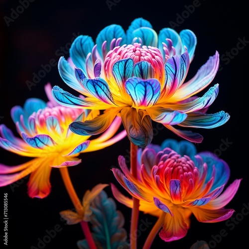 Fig Marigold Flower neon Color AI Generated pictures