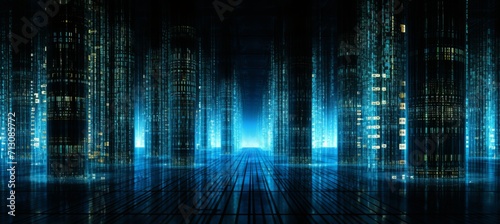 Abstract digital grid background with matrix of data for technology concept and design photo