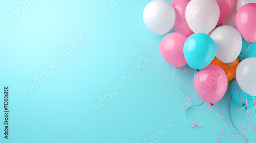 Birthday background with balloons and confetti for birthday card or invitation design photo