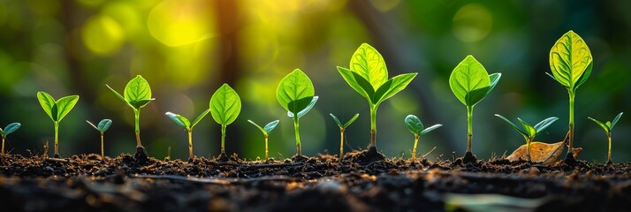 Young seedlings thriving in nutrient rich soil and growing into healthy plants