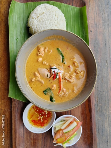 Thai red curry with steamed rice