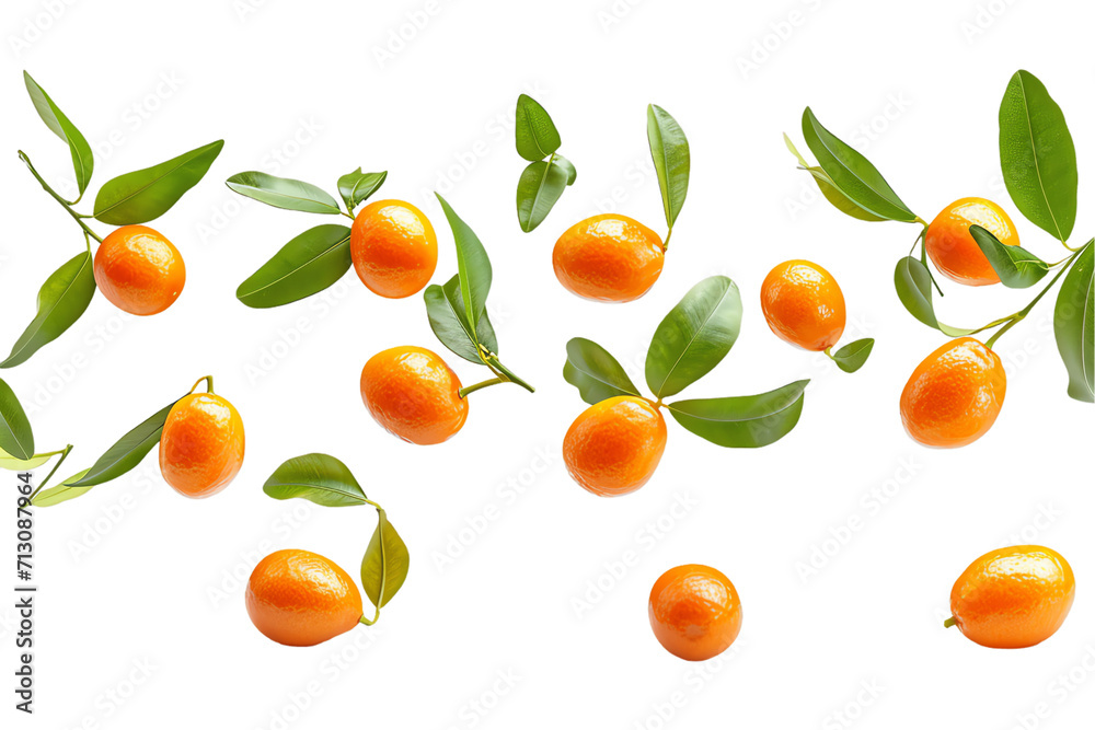 Tangerines with leaves isolated on white background, fresh citrus fruit Tangerines with leaves isolated on white background, fresh citrus fruit