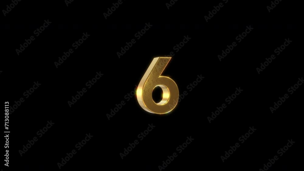 golden countdown numbers transparent alpha timer