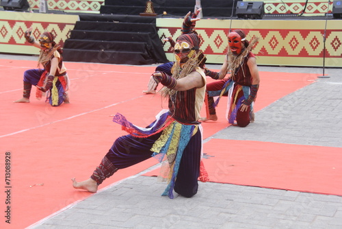 sekura mask dancers at the Krakatau festival in Lampung