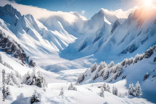 winter mountain landscape Generated with AI.