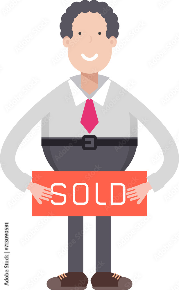 Office Worker Character Holding Sold Signage
Office Worker Character Holding Sold Signage