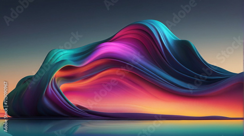3d neon abstract gradient wave background. abstract neon background concept. Ai generative