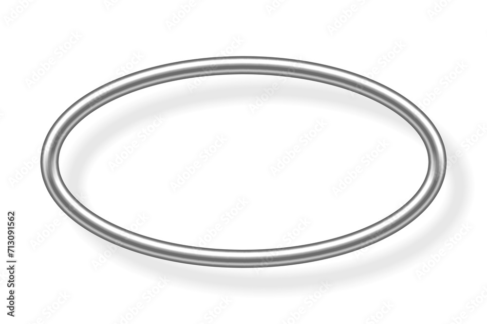 Silver ellipse frame for picture with shadow on white background. Blank space for picture, painting, card or photo. 3d realistic steel tube template vector illustration. Simple object mockup Silver ellipse frame for picture with shadow on white background. Blank space for picture, painting, card or photo. 3d realistic steel tube template vector illustration. Simple object mockup