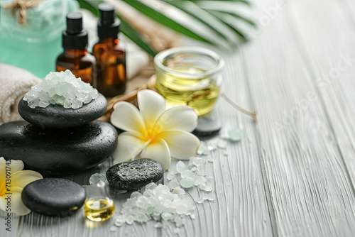 Tranquil Spa Setting With Stones and Flowers for Relaxation, Wellness, and Pampering