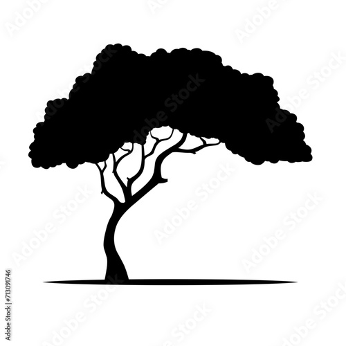 African tree silhouette icon vector. Sabana tree silhouette for icon, symbol or sign. African tree icon for nature landscape, illustration or forest
