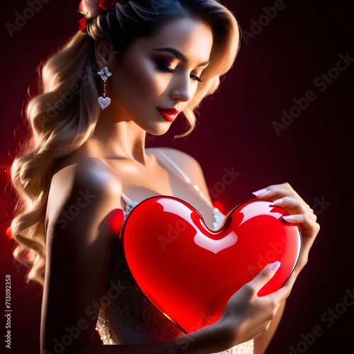 Captivating stock photo featuring a charming girl with a heart, evoking warmth and love. AI generated art
