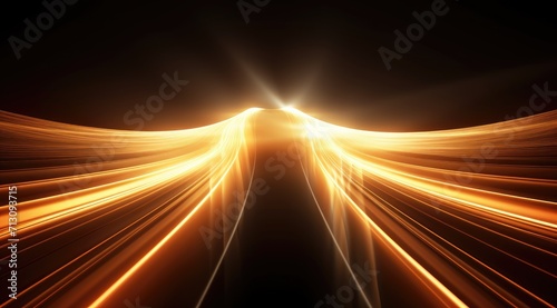 Car motion trails. Speed light streaks background with blurred fast moving light effect photo